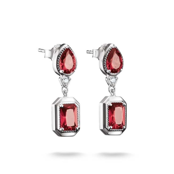 Thomas Sabo Elyndra Red Mixed Stone Silver Drop Earrings