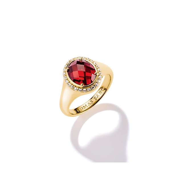 Thomas Sabo Elyndra Gold-Plated Red Stone Oval Ring