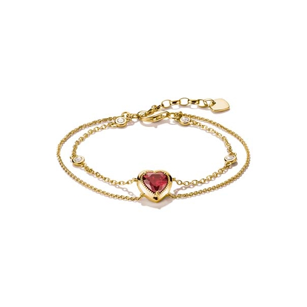 Thomas Sabo Elyndra Red Heart Double Chain Bracelet
