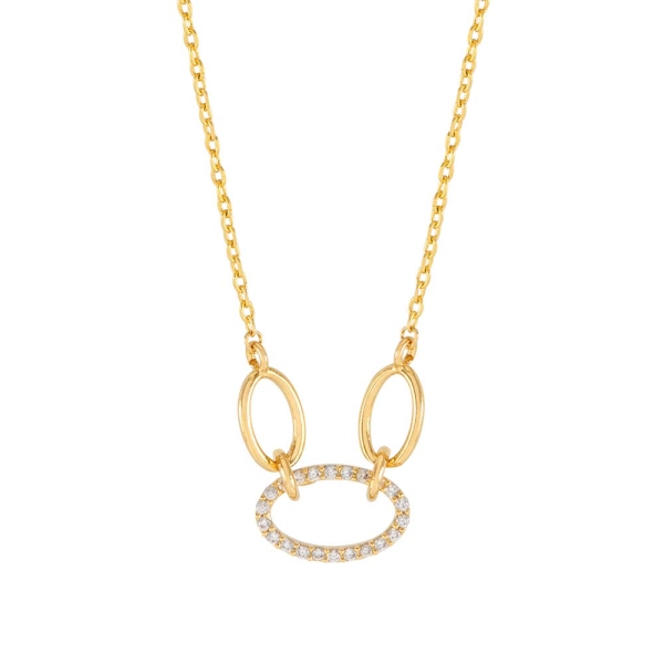 Estella Bartlett Oval Link CZ Gold-Plated Chain Necklace