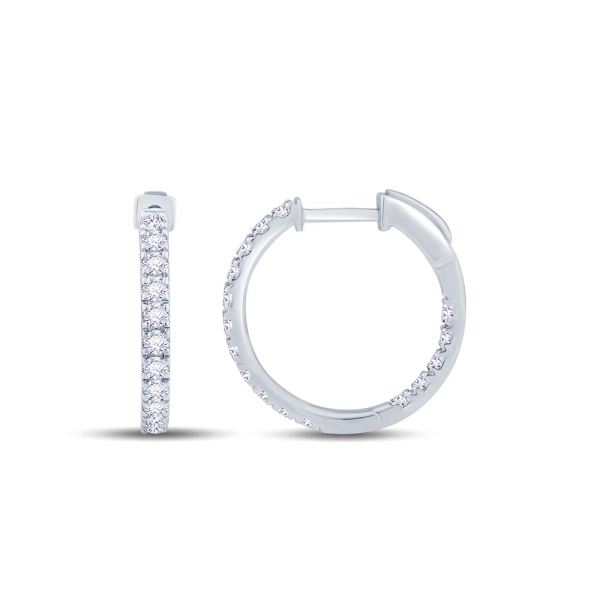 Laboratory Grown Diamond 9CT White-Gold 14mm Hoop Earrings