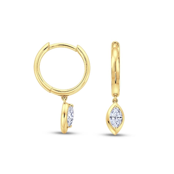 Laboratory Grown Diamond Marquise-Cut Yellow Gold-Plated Drop Hoop Earrings