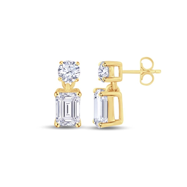 Laboratory Grown Diamond Mixed-Cut Yellow Gold-Plated Drop Earrings