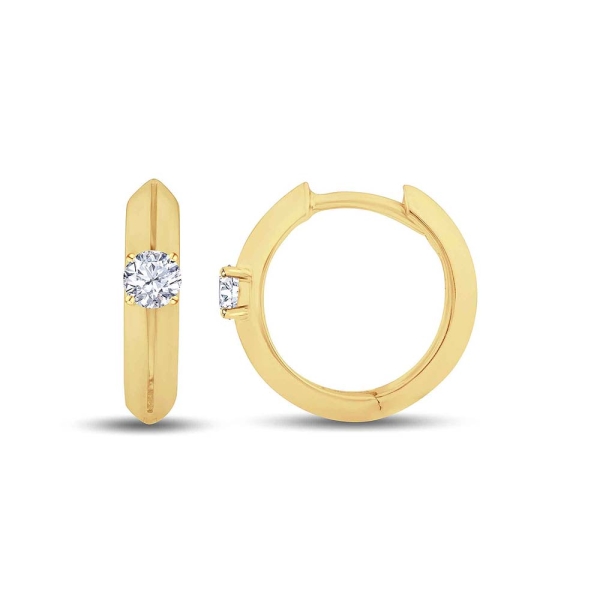 Laboratory Grown Diamond Round-Cut Yellow Gold-Plated Hoop Earrings