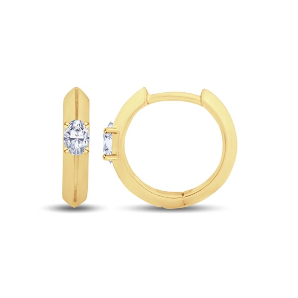 Laboratory Grown Diamond Oval-Cut Yellow Gold-Plated Hoop Earrings