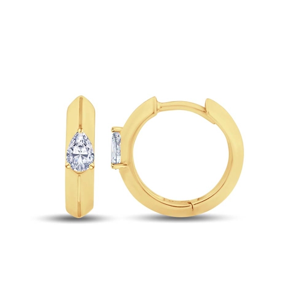 Laboratory Grown Diamond Pear-Cut Yellow Gold-Plated Hoop Earrings