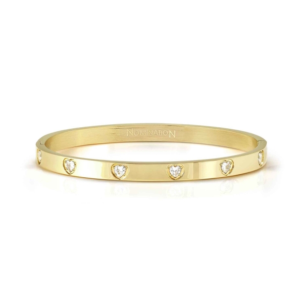 Nomination Pretty Bangles Heart Cubic Zirconia Gold Large Bangle