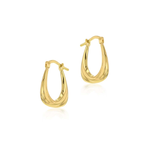 Gold-Plated Silver Oval Tapered Hoop Earrings - 1