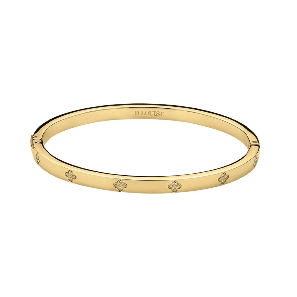 D.LOUISE Slim Clover Gold-Tone Bangle