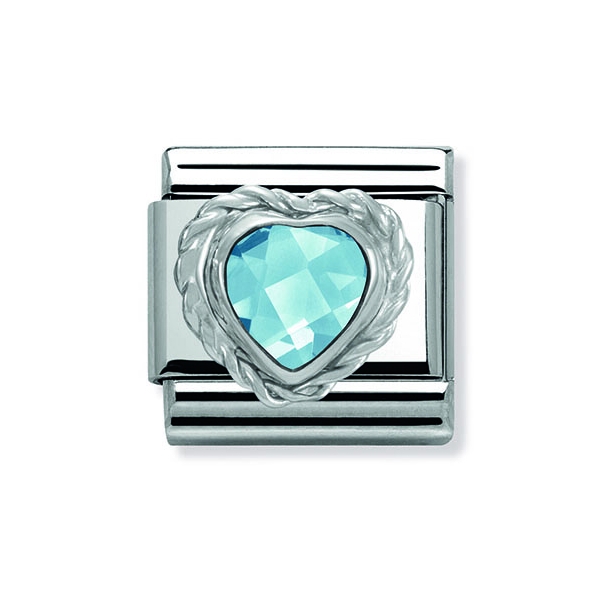 Nomination Blue Zirconia Heart, Steel & Silver Composable Classic Charm