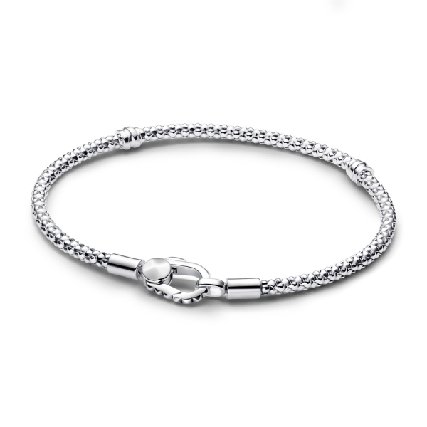 Pandora Moments Sterling Silver Studded Clasp & Chain Bracelet