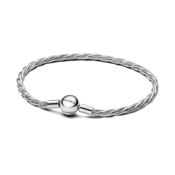 Pandora Moments Round Clasp Twisted Snake Chain Bracelet