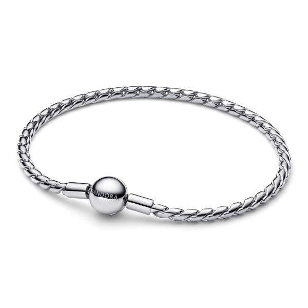 Pandora Moments Silver Round Clasp Twist Chain Bracelet
