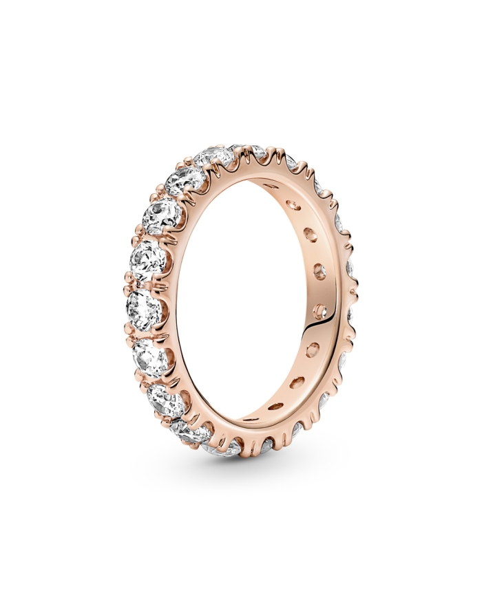 Pandora Sparkling Row White &amp; 14K Rose Gold-Plated Eternity Ring