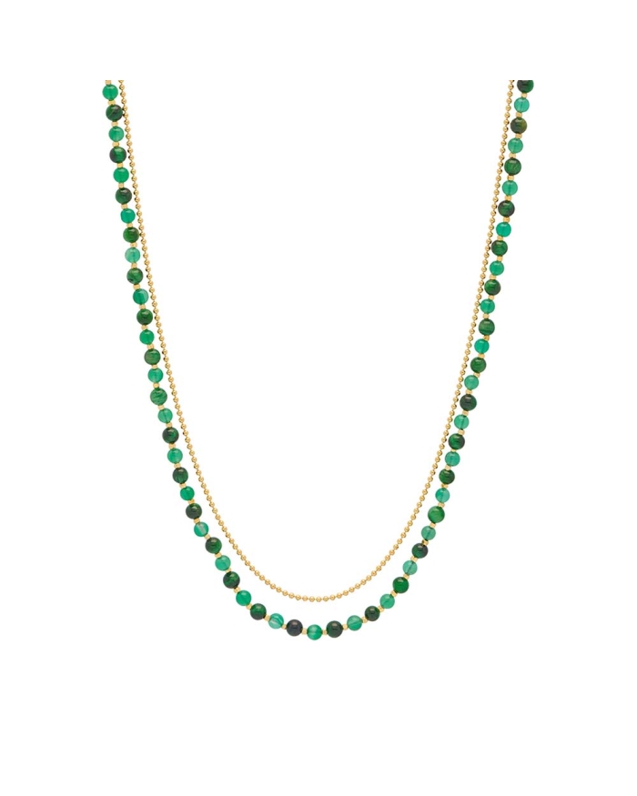 Estella Bartlett Green Cat Eye Gemstone &amp; Gold-Plated Duo Necklace