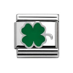 Nomination Composable Classic Silver & Green Enamel Clover Charm