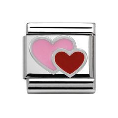 Nomination Composable Classic Pink And Red Double Heart Charm