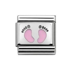 Nomination Composable Classic Silver Pink Footprints Charm