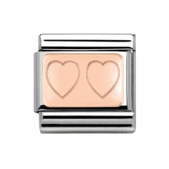 Nomination Double Heart Rose-Gold & Steel Composable Classic Charm
