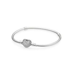 Pandora Moments Silver Bracelet With Pave Heart Clasp