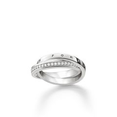 Thomas Sabo Silver And Zirconia Cross Over Together Forever Ring
