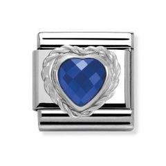 Nomination Composable Classic Faceted Dark Blue Zirconia Heart Charm
