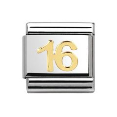 Nomination 16 Years 18 ct Gold & Steel Composable Classic Charm