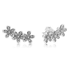 Pandora Daisy silver stud earrings with clear cubic zirconia