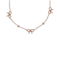 Olivia Burton Rose Gold Plated Vintage Bow And Ball Necklace