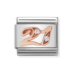 Nomination Composable Classic Steel & 9 ct Rose 21 Charm
