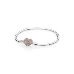 Pandora Moments Rose Pave Heart Clasp Bracelet
