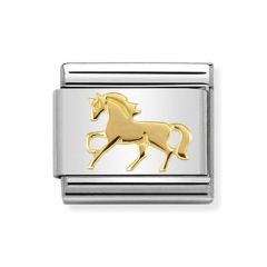 Nomination Composable Classic Galloping Horse Steel & Gold Charm