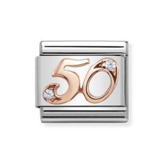 Nomination Composable Classic Steel & 9 ct Rose 50 Charm