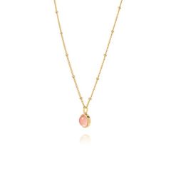 Daisy Rose Quartz Healing Stone Gold-Plated Sterling Silver Necklace