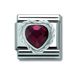 Nomination Silver & Stainless Steel & Red Zirconia Heart Charm