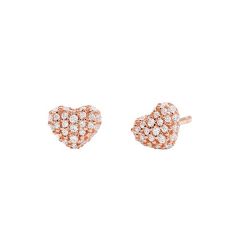 Michael Kors Rose-Gold Plated Pave Heart Stud Earrings