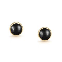 Nomination Round Stud Earrings in Steel Gold & Black Agate