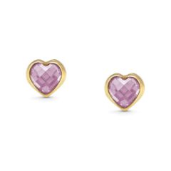 Nomination Heart Stud Earrings in Steel Gold & Pink Crystal