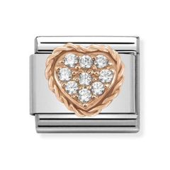 Nomination Composable Classic Glittering Heart Steel & Rose Charm