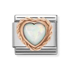 Nomination Composable Classic White Opal Heart Steel Charm