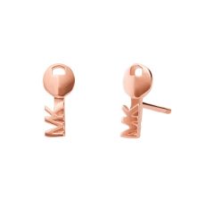 Michael Kors Rose-Gold Plated Silver Key Stud Earrings
