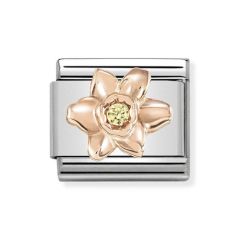 Nomination Steel & 9 ct Rose-Gold Sparkle Daffodil Charm
