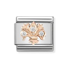 Nomination Steel & 9 ct Rose-Gold Sparkle Lily Charm
