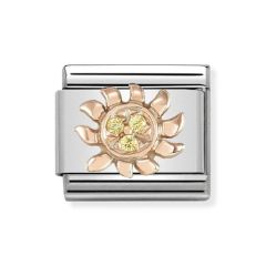 Nomination Steel & 9 ct Rose-Gold Yellow Sparkle Sun Charm