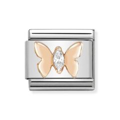 Nomination Steel & 9 ct Rose-Gold Sparkle Butterfly Charm