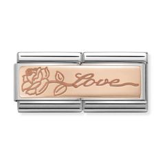 Nomination Steel & 9ct Rose-Gold Double-Link Rose Love Charm