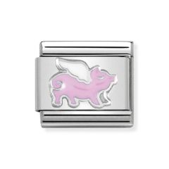 Nomination Steel & Silver Flying Pig Charm