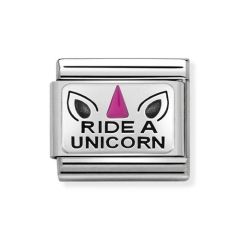 Nomination Steel & Silver Ride a Unicorn Charm