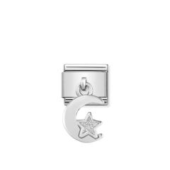Nomination Silver Hanging Moon & Star Charm