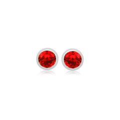 Sterling Silver & Red January Birthstone Stud Earrings